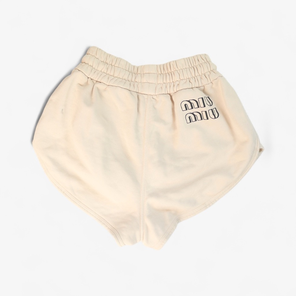 Miu Miu Beige Elastic Waist Shorts